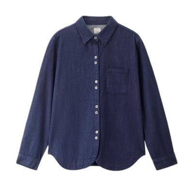 Giordano宽松长袖牛仔口袋衬衫