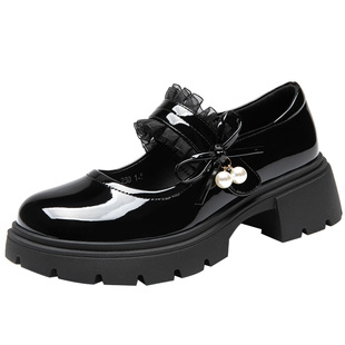 大东玛丽珍女鞋2026春季新款厚底洛丽塔小皮鞋配裙子增高女单鞋