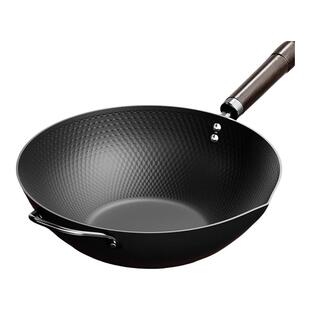 德国knx极铁锅不粘锅家用电磁炉燃气灶专用炒菜锅无涂层熟铁锅