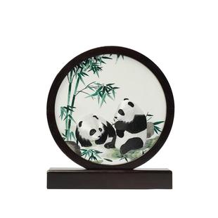苏绣熊猫刺绣摆台摆件手工双面绣中国风特色礼品送老外伴手礼苏州