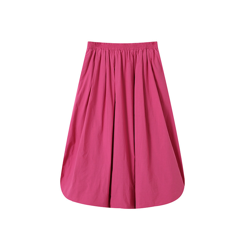 轻薄简约透气松紧腰花苞半身裙