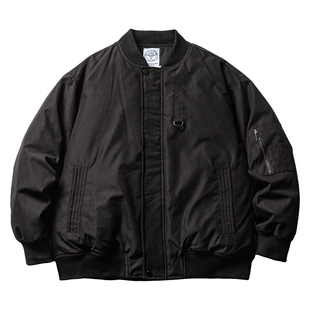 马切达冬季男生冬装棒球领飞行员羽绒服美式宽松鹿皮复古外套男款