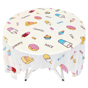 一次性桌布圆桌餐桌布印花塑料加厚台布家用饭店酒楼大排档正方形