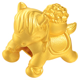 亚一黄金足金小马串珠钱币马上有钱花马上有福享生肖守护DIY百搭