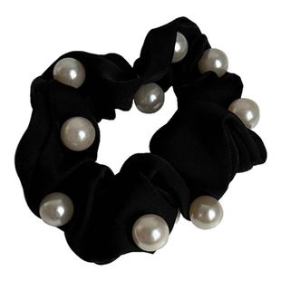 蝴蝶结头饰扎头发的饰品黑色珍珠头绳高马尾发绳高级感发圈皮筋女