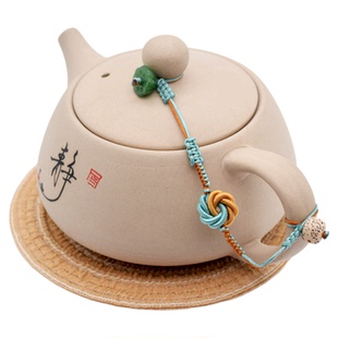 手工编织茶壶绳绑带茶道彩色曼陀罗结装饰茶具挂件防摔西施系壶绳