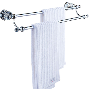 欧式水晶铜银色双杆毛巾架毛巾杆浴室置物架卫浴挂件长度80卫生间