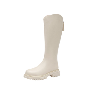 大东厚底长筒靴女秋冬2026新款白色高筒增高靴子瘦瘦靴v口骑士靴