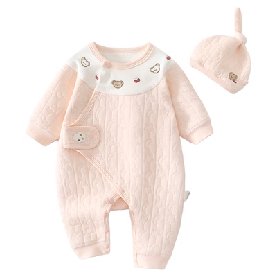 小聪熊新生婴儿衣服夹棉连体衣女