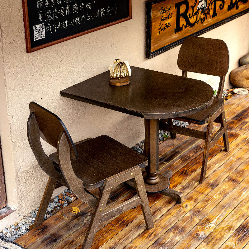 中古桌椅组合长桌靠墙桌椭圆桌半圆墙壁桌实木桌脚可咖啡厅餐厅桌