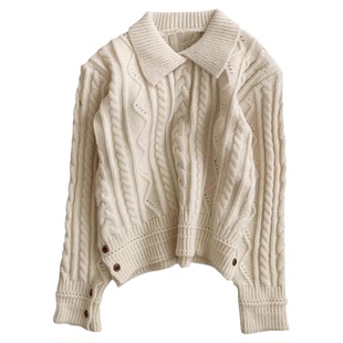 韩系温柔风白色软糯针织上衣女2025冬季新款简约纯色宽松显瘦毛衣