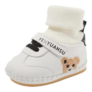 春秋季一岁男宝宝学步鞋子婴幼儿鞋袜套女6到12个月婴儿棉鞋防掉8