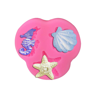 贝壳螃蟹海洋主题 海洋风海螺海星diy巧克力模具翻糖硅胶滴胶模具