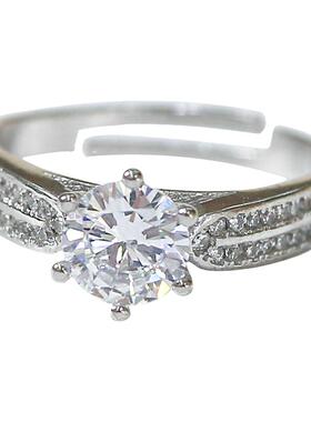 日韩风星光经典六爪订婚银饰戒子