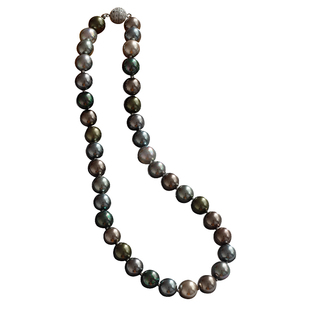 超拟真!黑蝶皇后珍珠项链大溪地黑珍珠混彩莫兰迪毛衣链套装925银