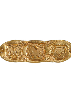 錾刻古法黄金十二生肖三合手牌