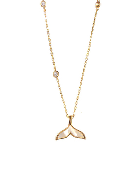 闪钻海豚鱼尾贝壳项链轻奢小众