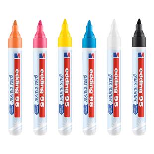 edding玻璃笔可擦白板笔液体粉笔荧光板专用笔笔马克笔记号笔