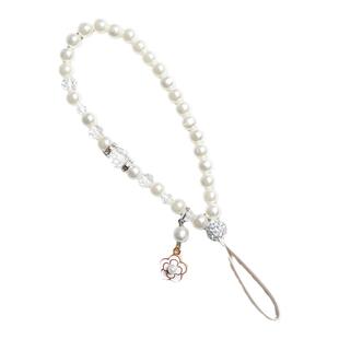 WalkPro珍珠手链ins富贵山茶花潮流女款银白珠饰手机链链条挂饰配饰便携挂绳手工DIY短款高级感手腕兔子卡通