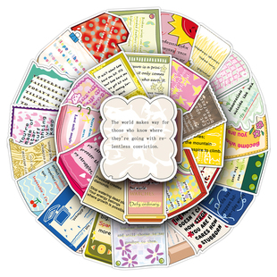 100张原创英文正能量贴纸可爱设计励志名言水杯行李箱防水不残留