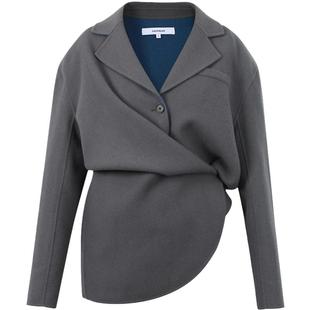 CALVINLUO 交错门襟双面呢羊毛外套24春夏新品