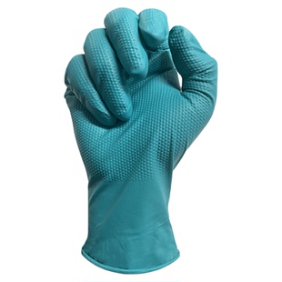 特厚钻石纹丁腈手套加厚防滑耐磨耐用工业级劳保汽修机械维修专用