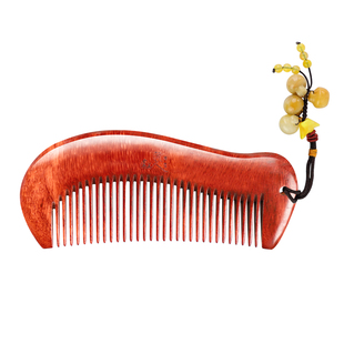 虞美人梳子天然犀角紫檀木梳子无静电檀木梳情人节礼物送女友老婆