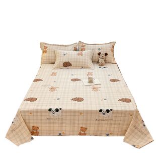 秋冬加厚床单单件纯棉磨毛被单简约卡通单双人床1.5m1.8米2.0