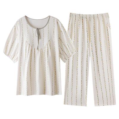 带胸垫睡衣女士拉架棉短袖家居服