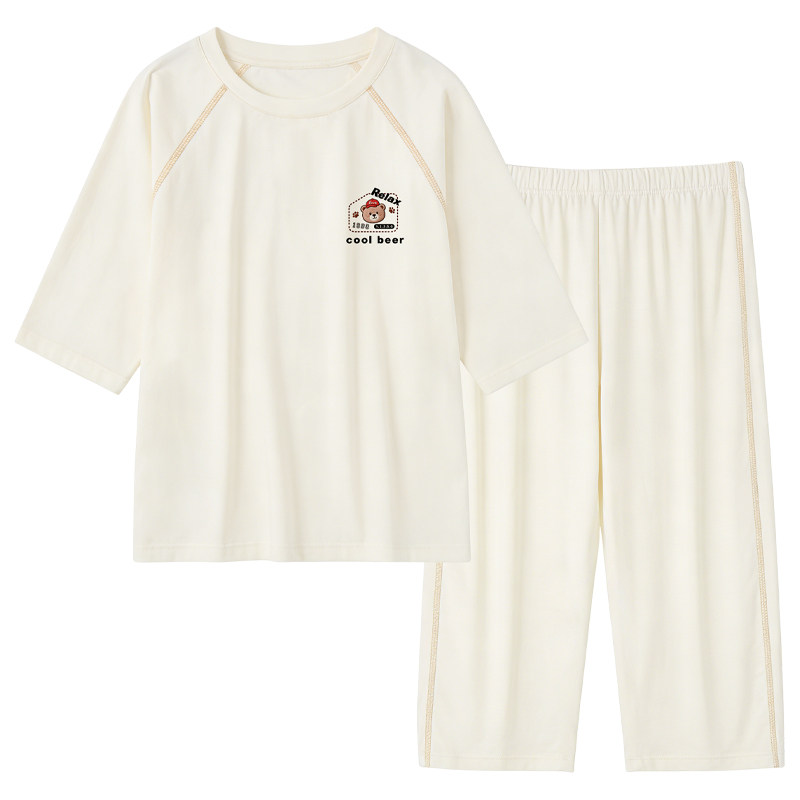 棉莫七分袖男童女童空调家居服