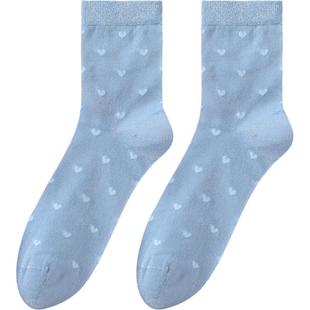 tutuanna夏季女士短袜子 金线爱心花朵刺绣玻璃丝袜薄款透气短袜