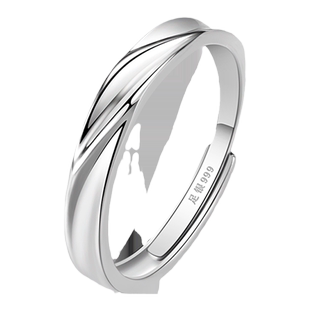 中国黄金央创男生生日礼物送男朋友老公戒指男生男款尾戒小指S925