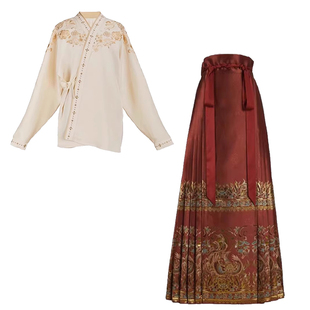 冬季明制汉服敬酒服刺绣交领上衣保暖外套红色马面裙国风三件套女