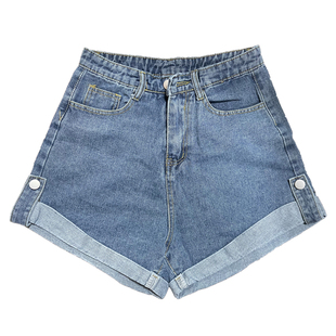 夏季2026新款牛仔短裤女高腰显瘦宽松直筒卷边大码A字型阔腿热裤