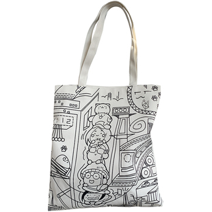 ins学生漫画女包包帆布袋 韩国日系ulzzang女单肩帆布包时尚书包