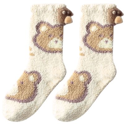 袜子女秋冬季加绒加厚保暖地板袜