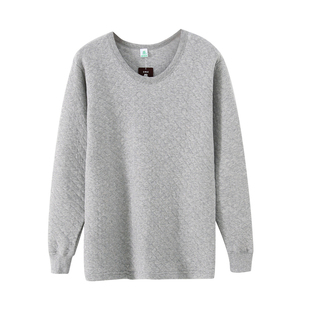 AB内衣中老年秋冬纯棉三层加厚保暖宽松大码单件秋衣圆领棉毛衫男