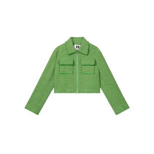 【fafamoon设计师品牌】冬季时尚大口袋拉链式短款羊毛夹克外套女