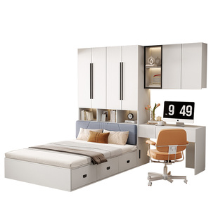 榻榻米衣柜床一体小户型多功能储物床卧室实木带书桌组合床儿童床