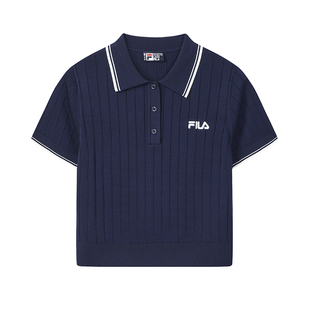 FILA 斐乐官方短袖菁英POLO衫女2026夏新款时尚短款显瘦针织T恤