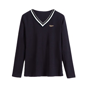 鸡心领打底衫女纯棉2025年春秋季新款洋气长袖T恤冬天加绒保暖衣