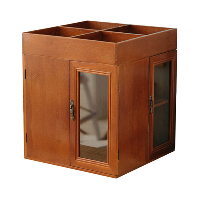 可旋转实木首饰化妆品收纳架