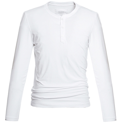 潮新疆棉修身纯白色圆领长袖t恤