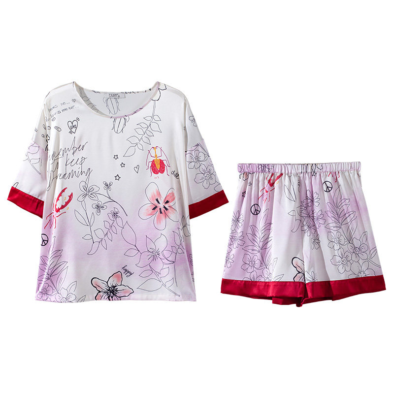 真丝女桑蚕丝圆领套头家居服