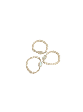 巨美丽极光色原石珍珠弹力戒指