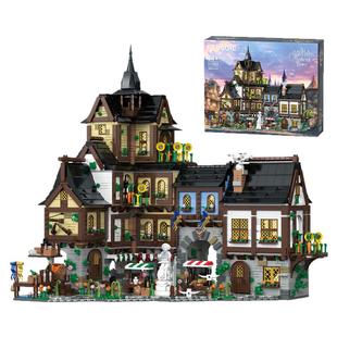 【优质零件】中世纪城镇复古城堡街景建筑积木拼装益智玩具摆件