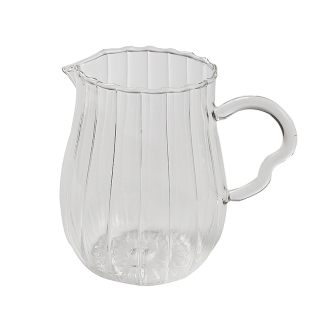 日式公道杯玻璃小奶盅泡茶过滤器家用拉花奶壶咖啡分享壶条纹奶罐