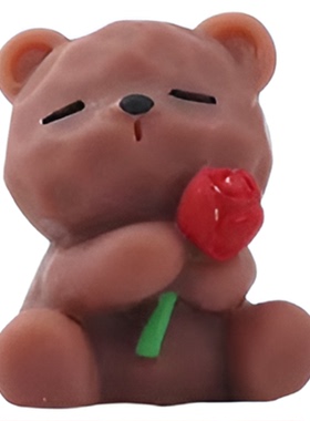 动物卡通实色木雕小熊微景观摆件