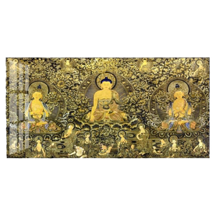 唐卡客厅装饰画西藏藏族文化背景墙壁画少数民族风佛堂三世佛挂画