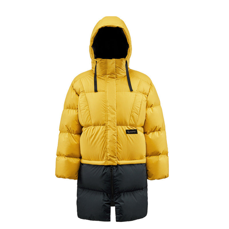 君羽700蓬鹅绒服时尚中褛拼接款